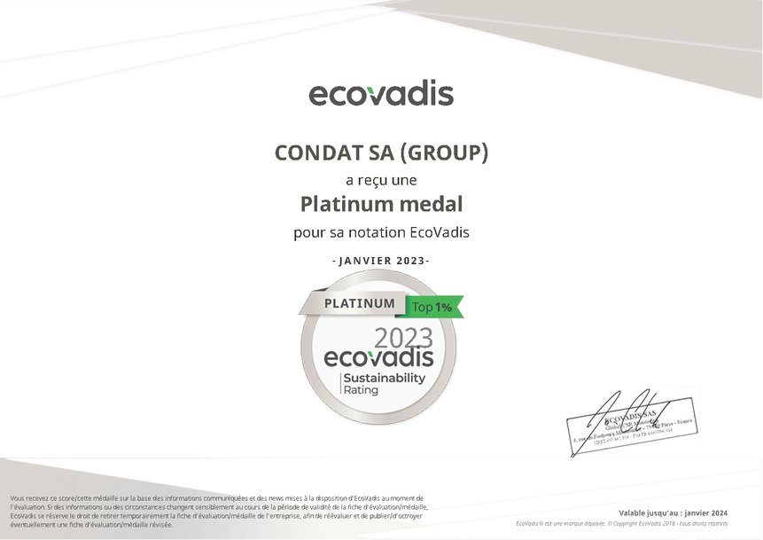 CONDAT a de nouveau remporté la médaille de platine